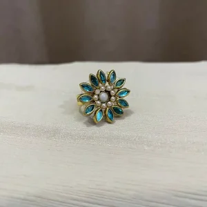 অ্যাকোয়ামেরিন ব্লুম ফ্লোরাল রিং